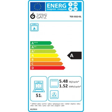 Thermogatz TGS 3322 GL Φούρνος Υγραερίου άνω Πάγκου 51lt Π60εκ. Μαύρος